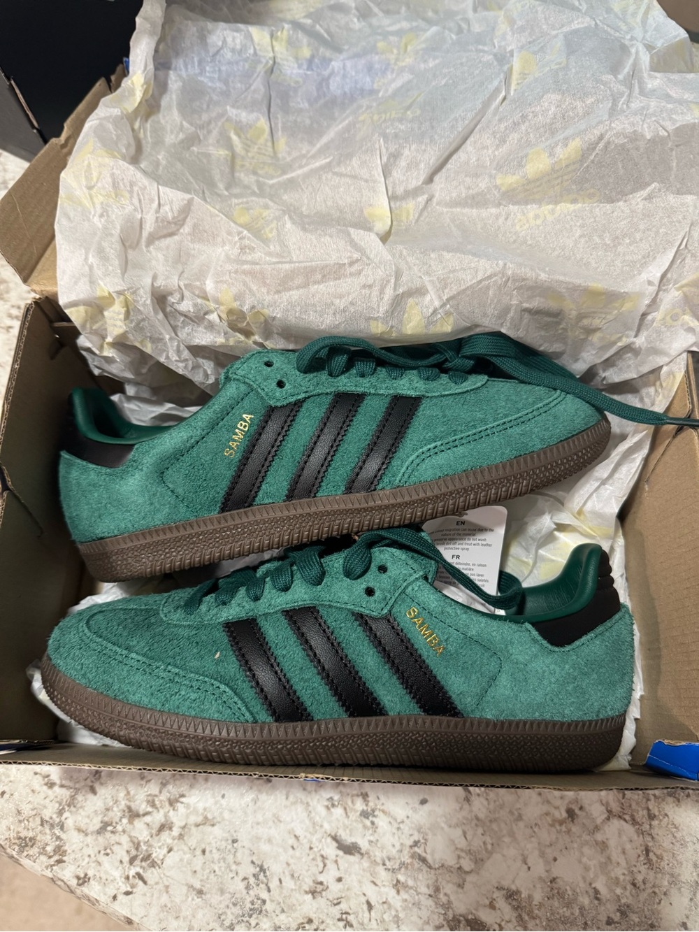 adidas Samba OG Green Suede Black Gum Shoes Size 5 NWT IH4384